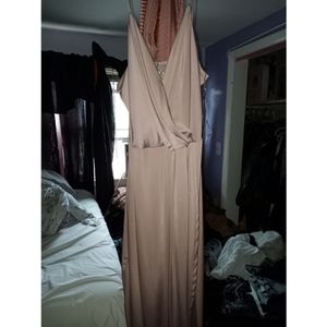 Pink slinky silk wrap dress